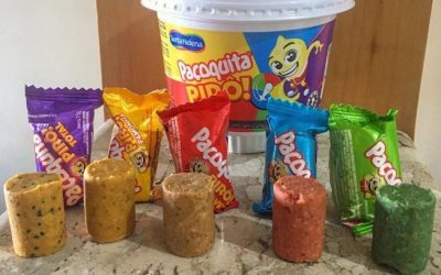 A Paçoquita “Pirô”?  Sabores morango, tutti-frutti, maracujá, maça verde e pamonha