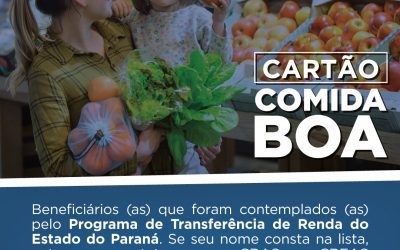 Cartão Comida Boa começa a ser distribuído na próxima segunda-feira (20) em Pinhais