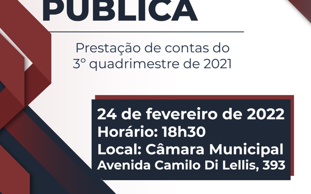 Audiência Pública para prestação de contas da Prefeitura acontecerá na próxima semana