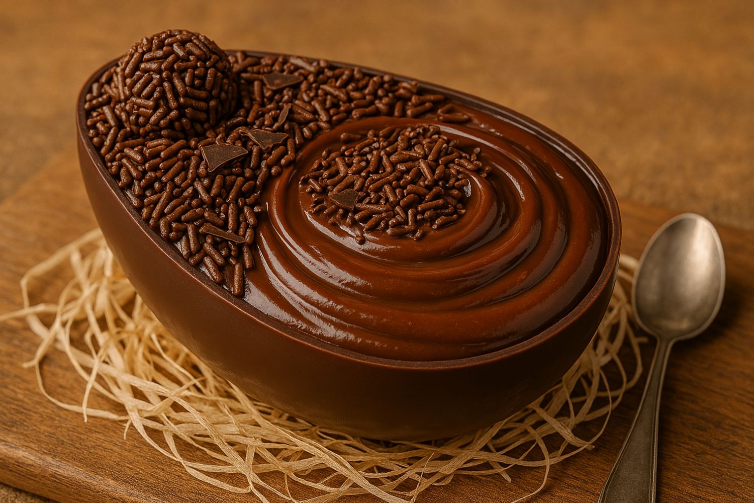 Ovo de Páscoa de colher fácil faça em casa com recheio cremoso de Brigadeiro (ou Beijinho)! (1)