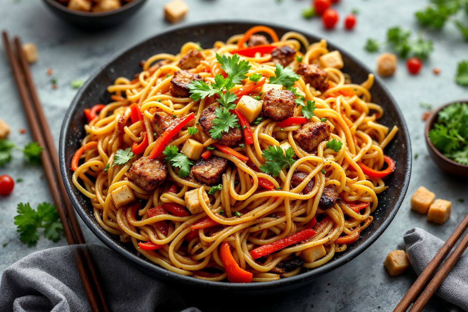 Yakisoba clássico 3 variações deliciosas (Frango, carne bovina e vegetariana)