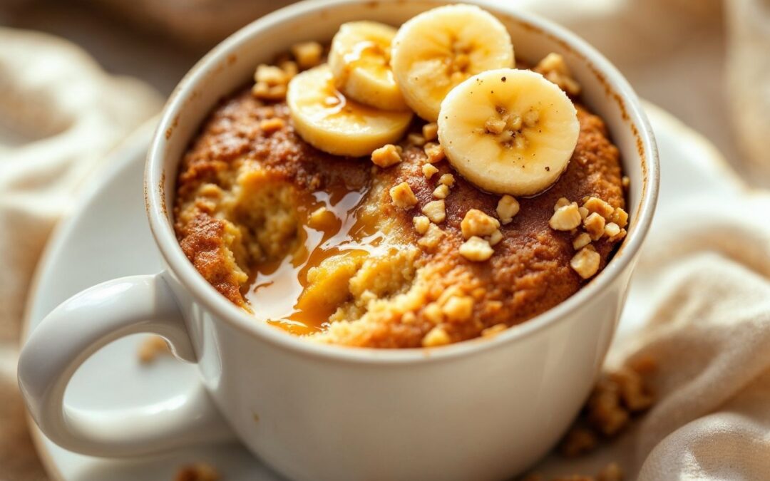 Bolo de caneca fit (banana e aveia): fofinho, saudável e pronto em 2 minutos!