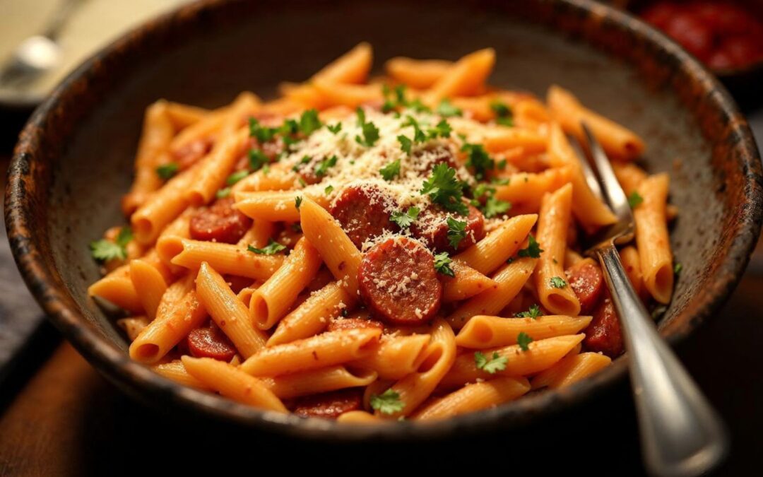 Macarrão com calabresa cremoso: receita fácil e rápida