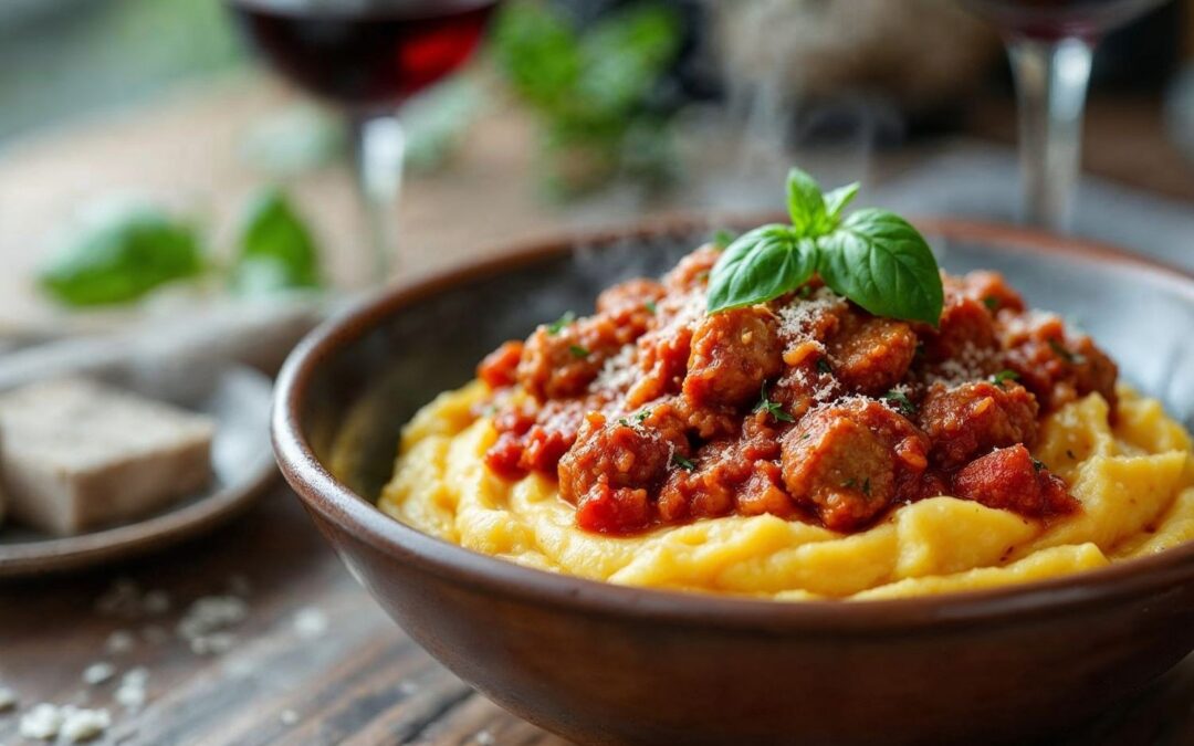 Polenta cremosa com ragù de linguiça: a receita que vai aquecer o seu inverno!